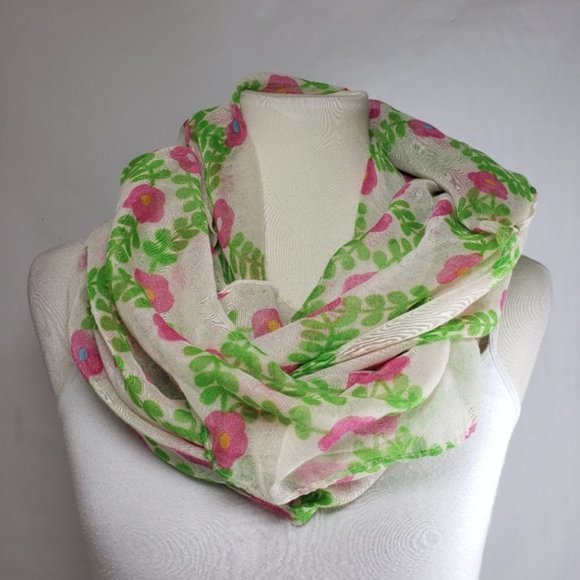 Nadine West Accessories - Nadine West Green Sheer Floral Infinity Scarf